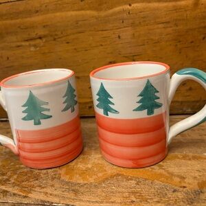 Vintage Pier one Christmas mugs set of 2